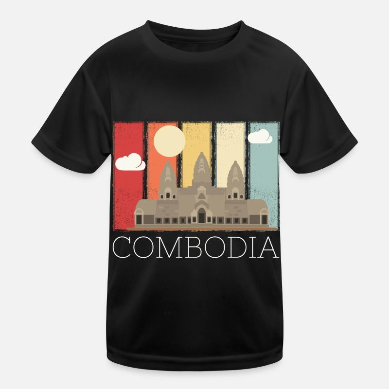 Kambodscha Tempel Retro Angkor Wat Kinder Funktions-T-Shirt