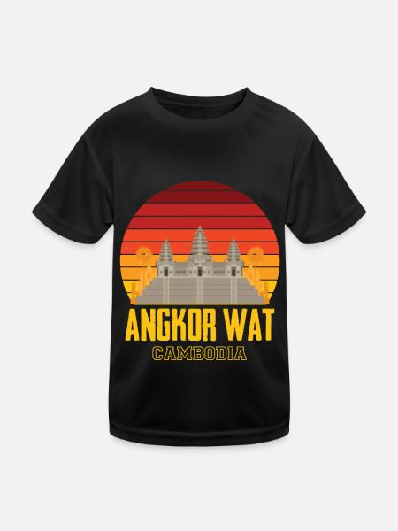 Angkor Wat Cambodia Temple Asia - Kids Functional T-Shirt - black - Front