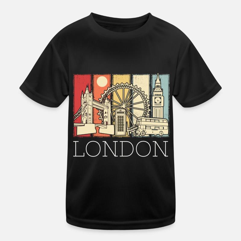 London Skyline Phone Booth Big Ben Double-Decker Kids Functional T-Shirt