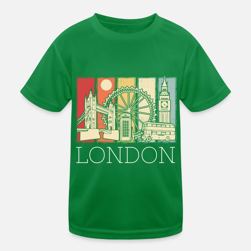 London Skyline Phone Booth Big Ben Double-Decker Kids Functional T-Shirt