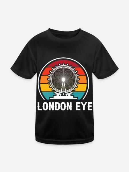 London Eye England UK Großbritannien Urlaub - Kinder Funktions-T-Shirt - Schwarz - Vorne