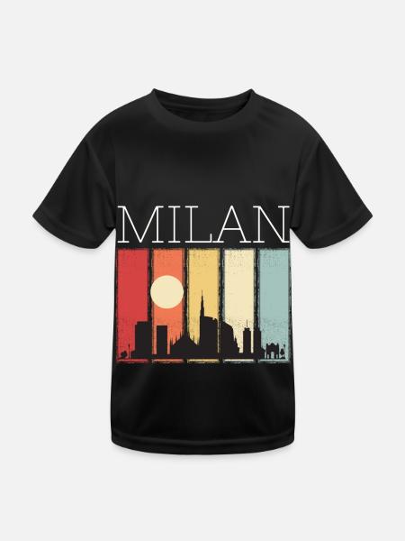 Mailand Mond Skyline Retro Mailänder Dom - Kinder Funktions-T-Shirt - Schwarz - Vorne