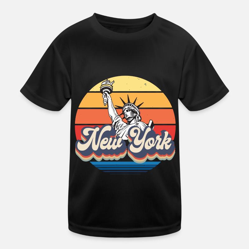 New York Retro Statue de la Liberté Skyline Big Apple T-shirt sport Enfant