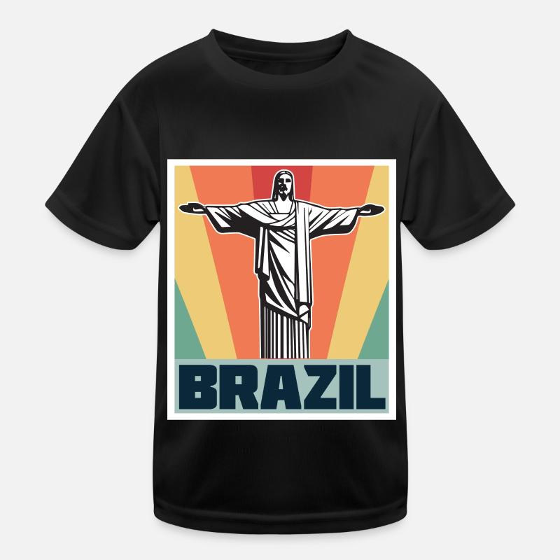 Brésil Rétro Cristo Redentor Christ le Rédempteur Statue Rio T-shirt sport Enfant