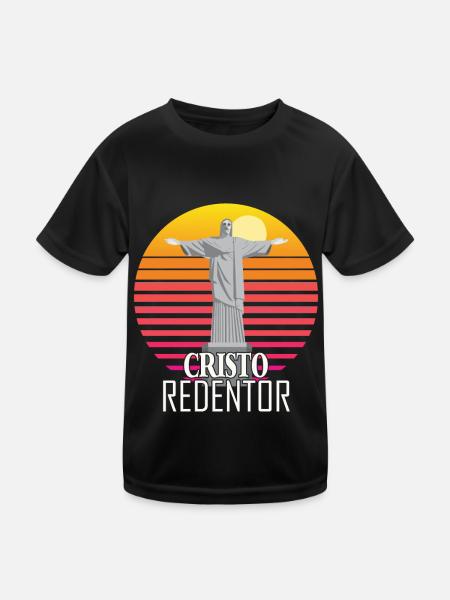 Cristo Redentor Christ the Redeemer Statue Rio Church - Kids Functional T-Shirt - black - Front