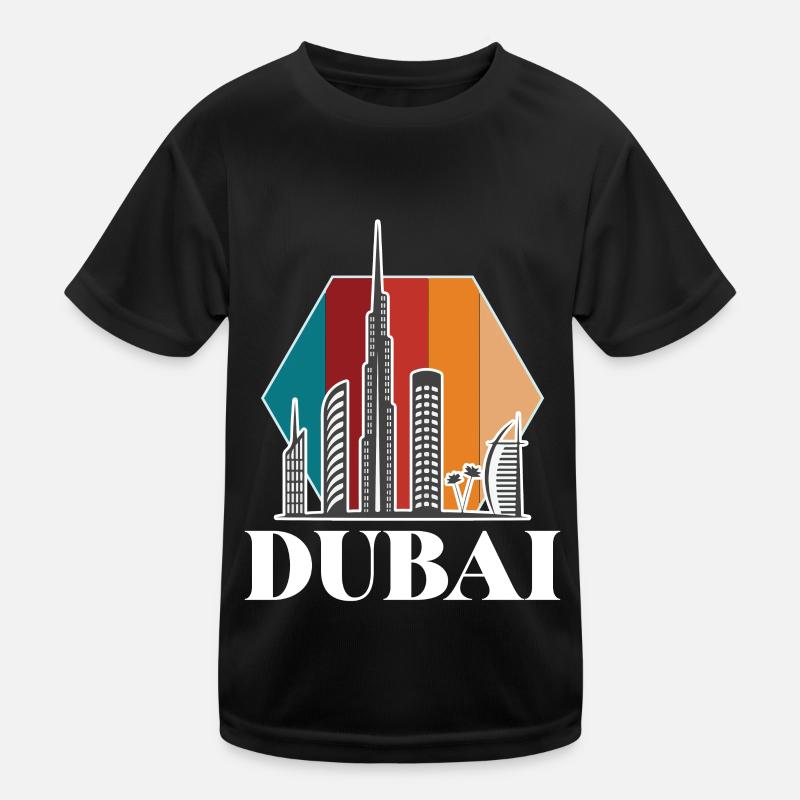 Dubai Skyline Burj Khalifa Emirate Retro VAE Kinder Funktions-T-Shirt