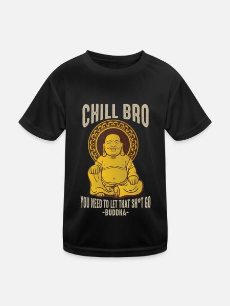 Bouddha Chill Bro Méditation Réduction du stress - T-shirt sport Enfant - noir - Devant