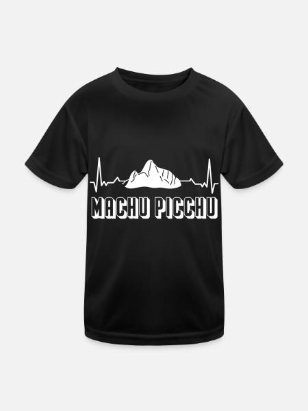 Inkareich Machu Picchu Peru Ruinenstadt Inka - Kinder Funktions-T-Shirt - Schwarz - Vorne