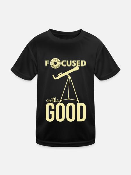 Space Focus Telescope Star Astronomer - Kids Functional T-Shirt - black - Front