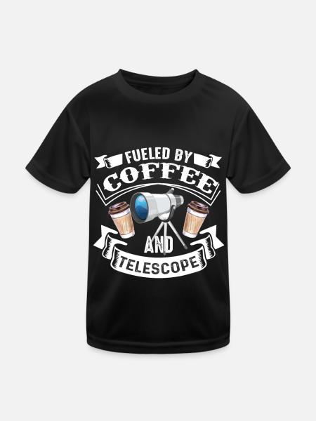 Teleskop Kaffee Sonne Jupiter und Mars - Kinder Funktions-T-Shirt - Schwarz - Vorne