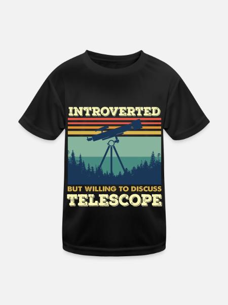 Introverted Telescope Astronomy Space - Kids Functional T-Shirt - black - Front