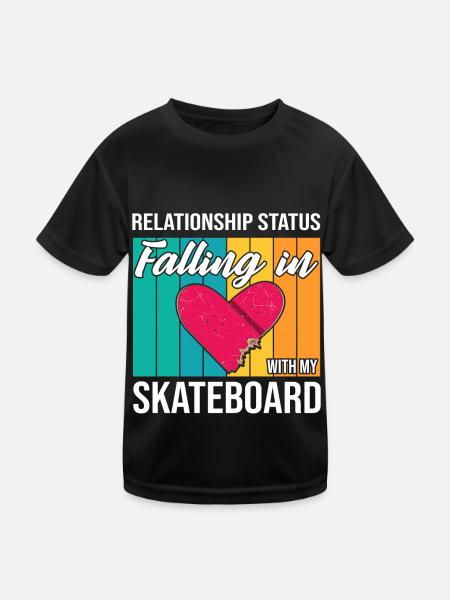 Skateboarder tombant amoureux de mon skateboard - T-shirt sport Enfant - noir - Devant