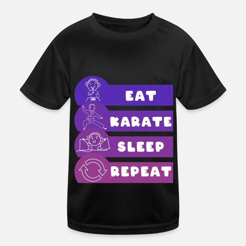 Eat Karate Sleep Repeat Kinder Funktions-T-Shirt