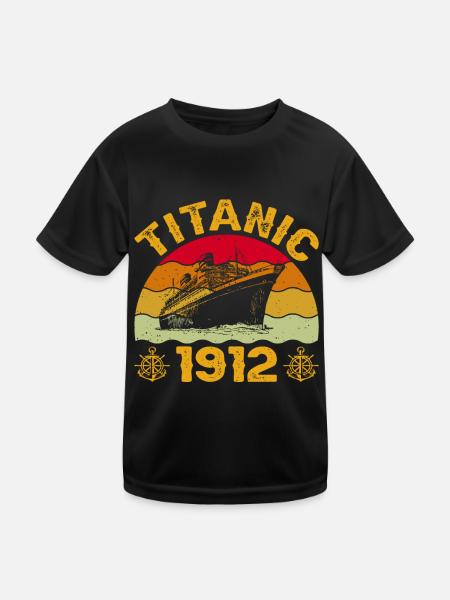 Titanic 1912 Cruise Ship - Kids Functional T-Shirt - black - Front