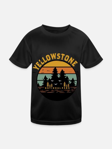 Yellowstone National Park Souvenir Grizzly Bear Wyomi - Kids Functional T-Shirt - black - Front
