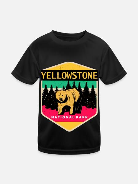 Yellowstone Souvenir National Park Grizzly Bear Wyomi - Kids Functional T-Shirt - black - Front