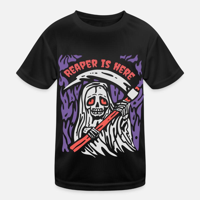 Halloween Reaper Sense Grusel Sensenmann Kinder Funktions-T-Shirt
