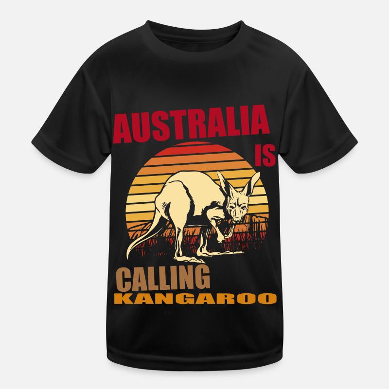 Kangaroo Retro Australia Calling Outback Kids Functional T-Shirt