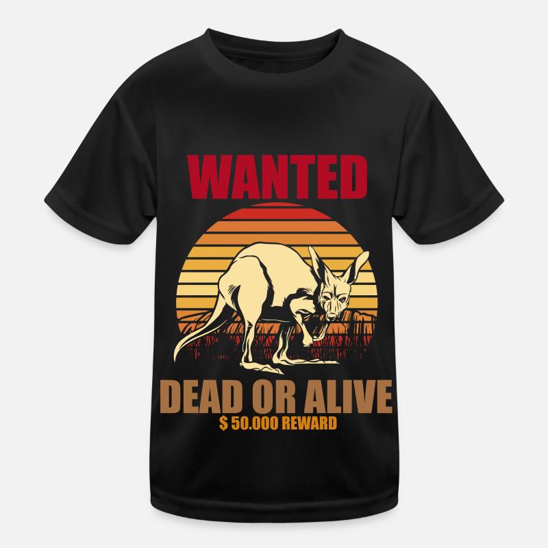 Kangaroo Wanted Australia Souvenir Outback Kids Functional T-Shirt