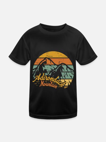 Mountain Retro Camping Adirondack Hiking Nature - Kids Functional T-Shirt - black - Front
