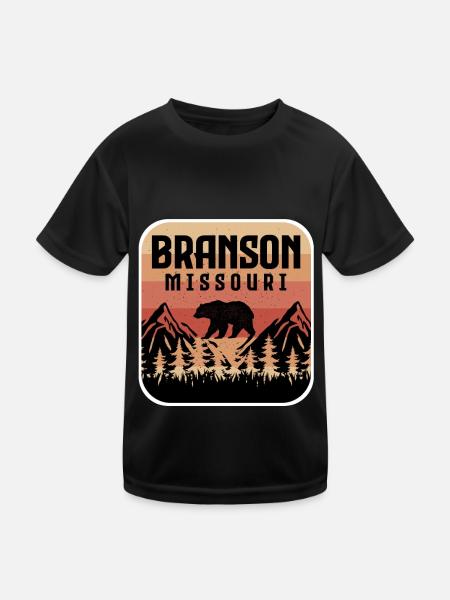 Branson Missouri Grizzly Bear Camping Hiking Nature - Kids Functional T-Shirt - black - Front