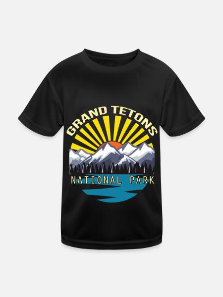 Parc national des montagnes Grand Teton Souvenir Wyoming - T-shirt sport Enfant - noir - Devant
