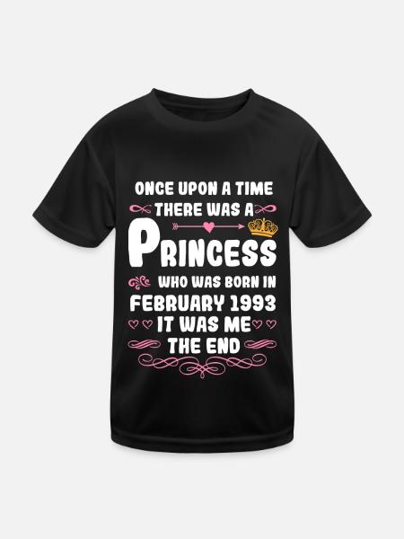 Il était une fois une princesse. Naissance en février 1993 - T-shirt sport Enfant - noir - Devant