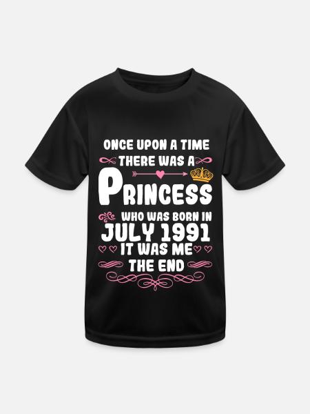 Es war einmal eine Prinzessin. Juli 1991 Geburtsta - Kinder Funktions-T-Shirt - Schwarz - Vorne