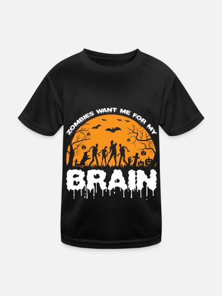 Effrayant halloween citrouille sorcières fantômes zombies - T-shirt sport Enfant - noir - Devant