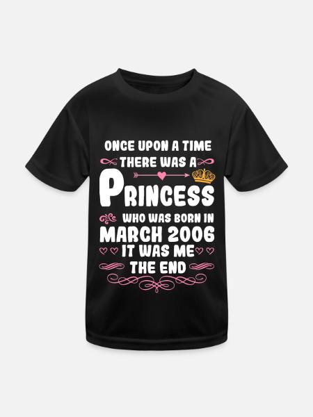 Es war einmal eine Prinzessin. März 2006 Geburtsta - Kinder Funktions-T-Shirt - Schwarz - Vorne