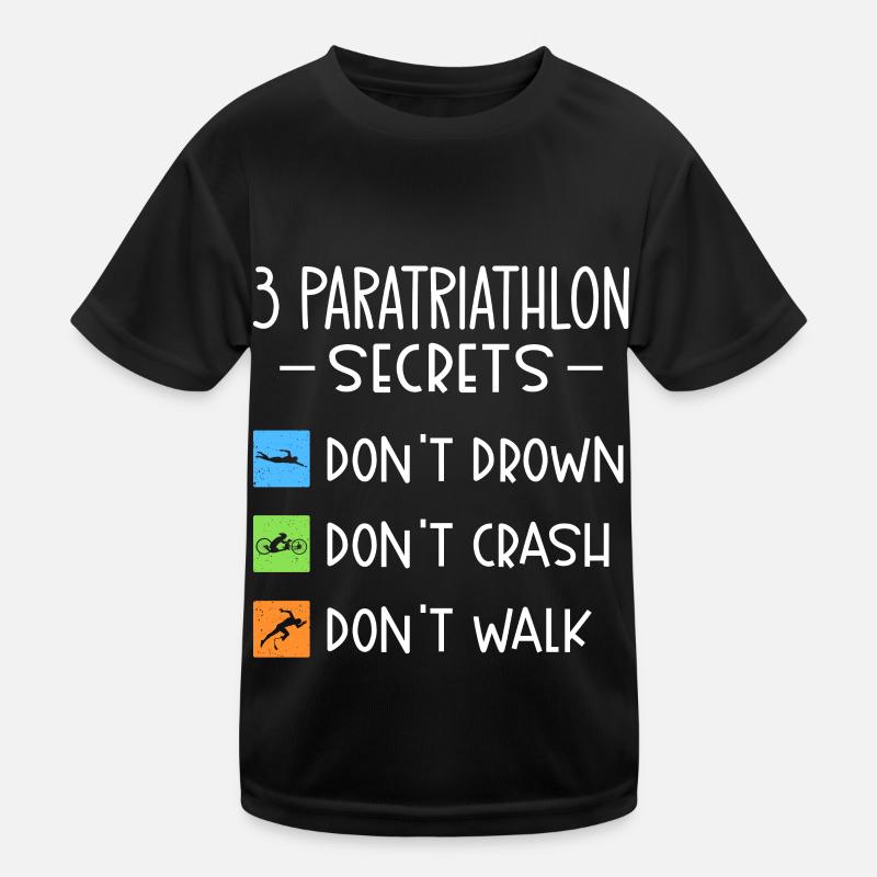 Paratriathlon secrets Do not drown, fall - Kids Functional T-Shirt - black