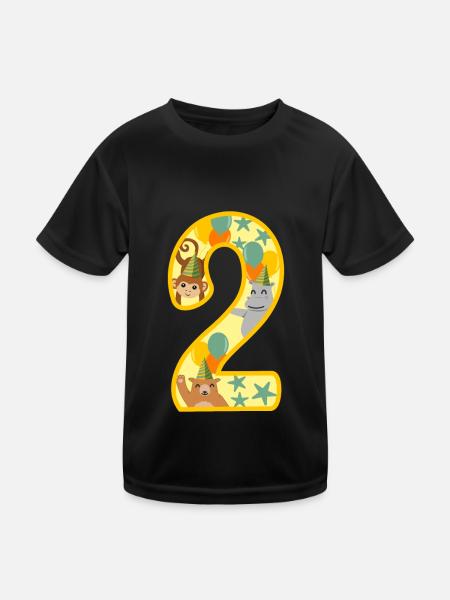 2ème cadeau d’anniversaire numéro deux ans animaux de zoo - T-shirt sport Enfant - noir - Devant