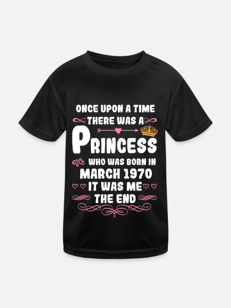 Il était une fois une princesse. Naissance en mars 1970 - T-shirt sport Enfant - noir - Devant