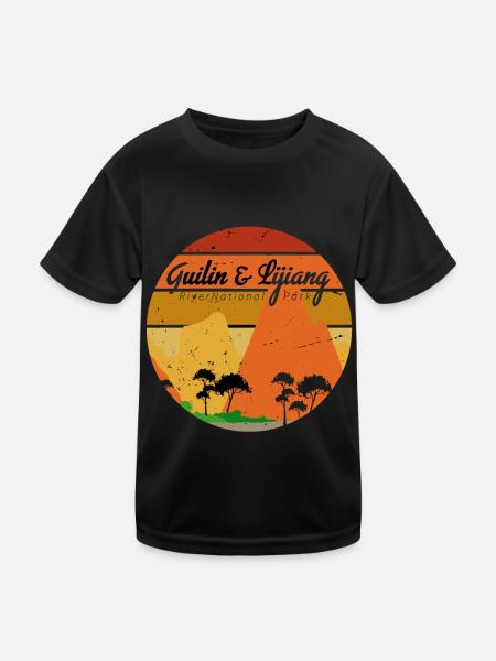 Parc national de la rivière Guilin Lijiang China Camping N - T-shirt sport Enfant - noir - Devant