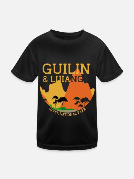 Guilin Lijiang River National Park China Li River - Kinder Funktions-T-Shirt - Schwarz - Vorne