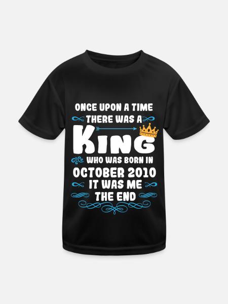 Es war einmal ein König. Oktober 2010 Geburtstag - Kinder Funktions-T-Shirt - Schwarz - Vorne