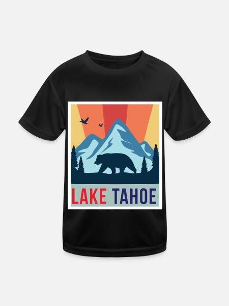 Lake Tahoe Grizzlybär California Ski Mountains Cam - Kinder Funktions-T-Shirt - Schwarz - Vorne