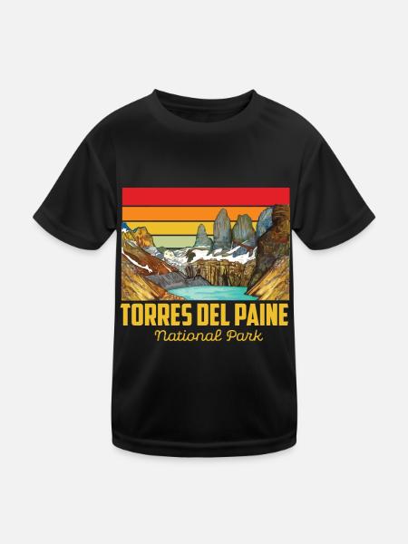 Parc national du Chili Torres del Paine bleu - T-shirt sport Enfant - noir - Devant