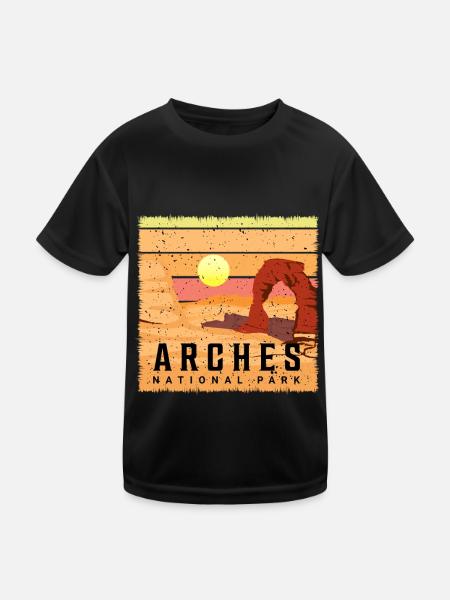 Souvenir du parc national Randonnée rétro des arches de l’Utah - T-shirt sport Enfant - noir - Devant