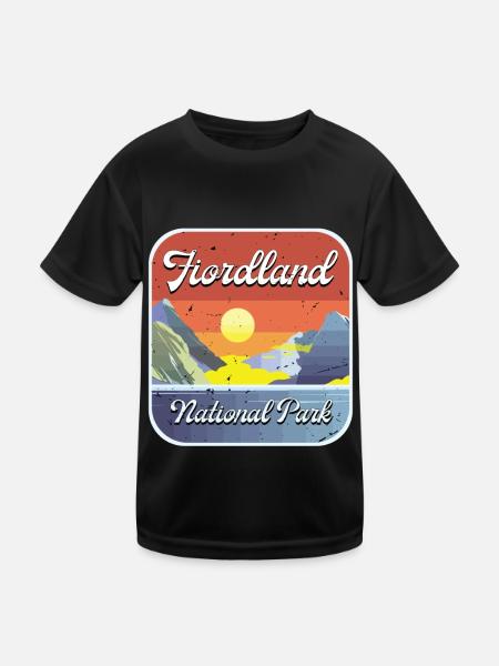 Fiordland National Park Souvenir New Zealand Nature - Kids Functional T-Shirt - black - Front