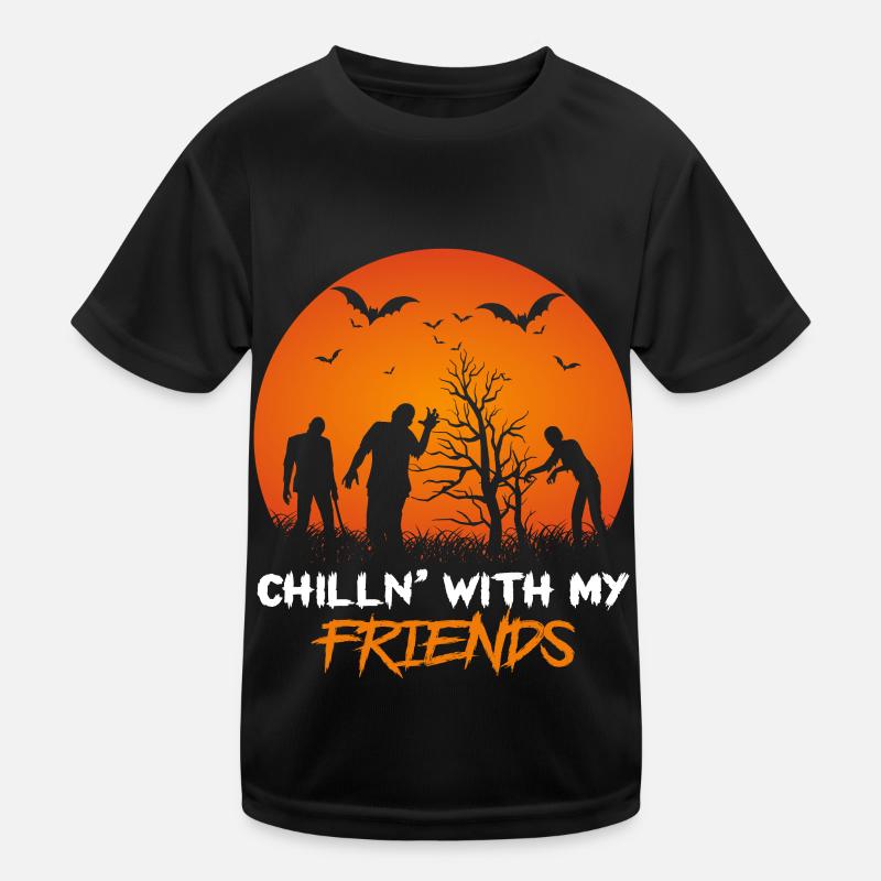 Halloween Nightmare Zombie avec Bat Cheerful T-shirt sport Enfant