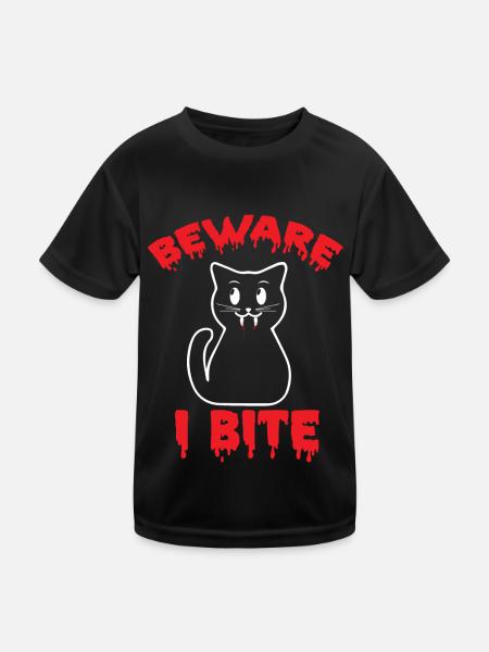 Vampire Cat Halloween Party Bloodbite Nightmare Kat - Kids Functional T-Shirt - black - Front