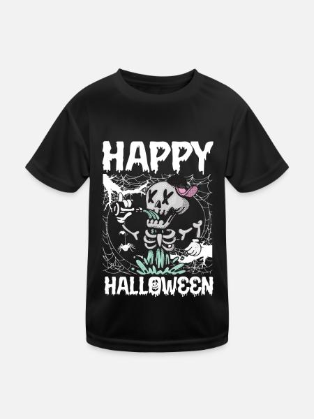 Halloween Kostüm Kürbis Attacke Nightmare - Kinder Funktions-T-Shirt - Schwarz - Vorne