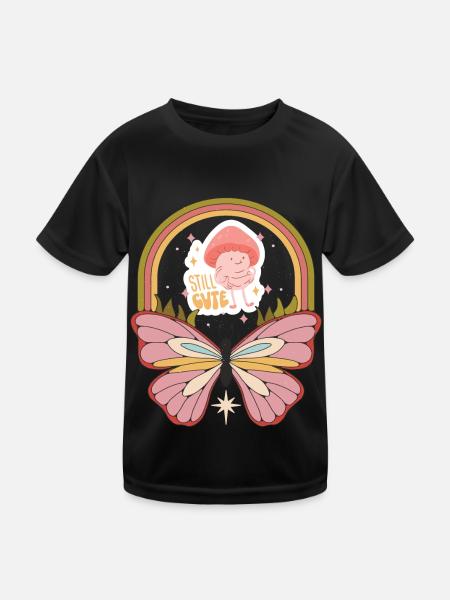Cute Butterfly Motivational Saying with Cute Butte - Kids Functional T-Shirt - black - Front
