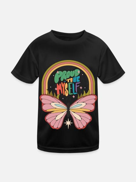 Papillon fier dicton motivant avec des fesses mignonnes - T-shirt sport Enfant - noir - Devant