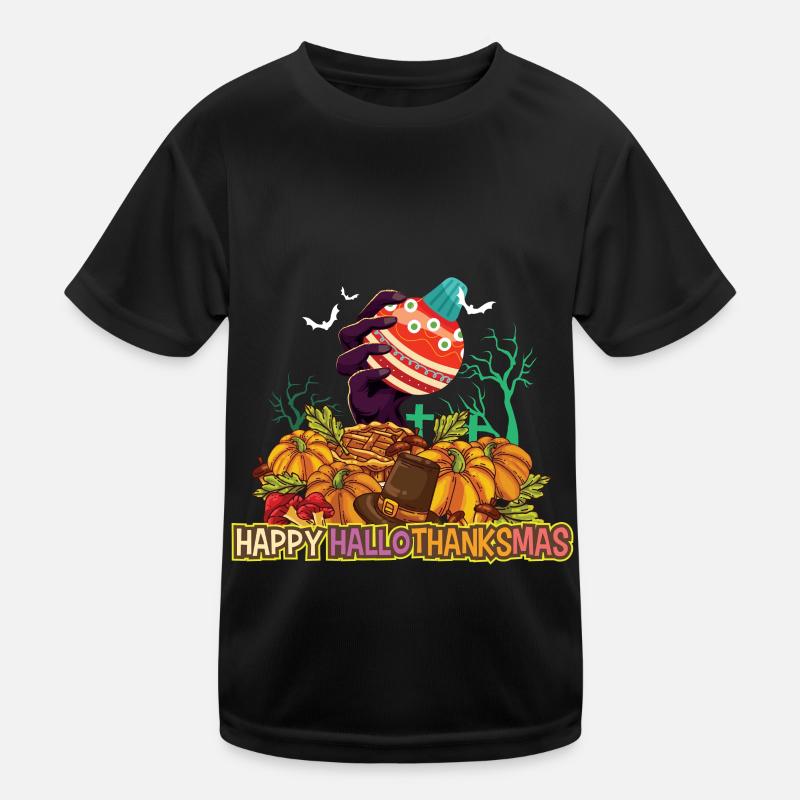 Joyeux Hello Thanksmas Halloween Thanksgiving Noël T-shirt sport Enfant