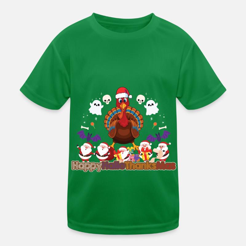 Joyeux Hello Thanksmas Halloween Thanksgiving Noël T-shirt sport Enfant