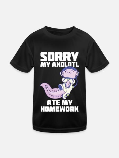 Axolotl Astronaut Homework Funny Space S - Kids Functional T-Shirt - black - Front