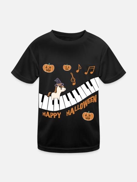 Poulain de cheval mignon souhaite joyeux Halloween - T-shirt sport Enfant - noir - Devant