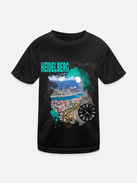 Heidelberg Allemagne City Skyline Vintage Retro - T-shirt sport Enfant - noir - Devant